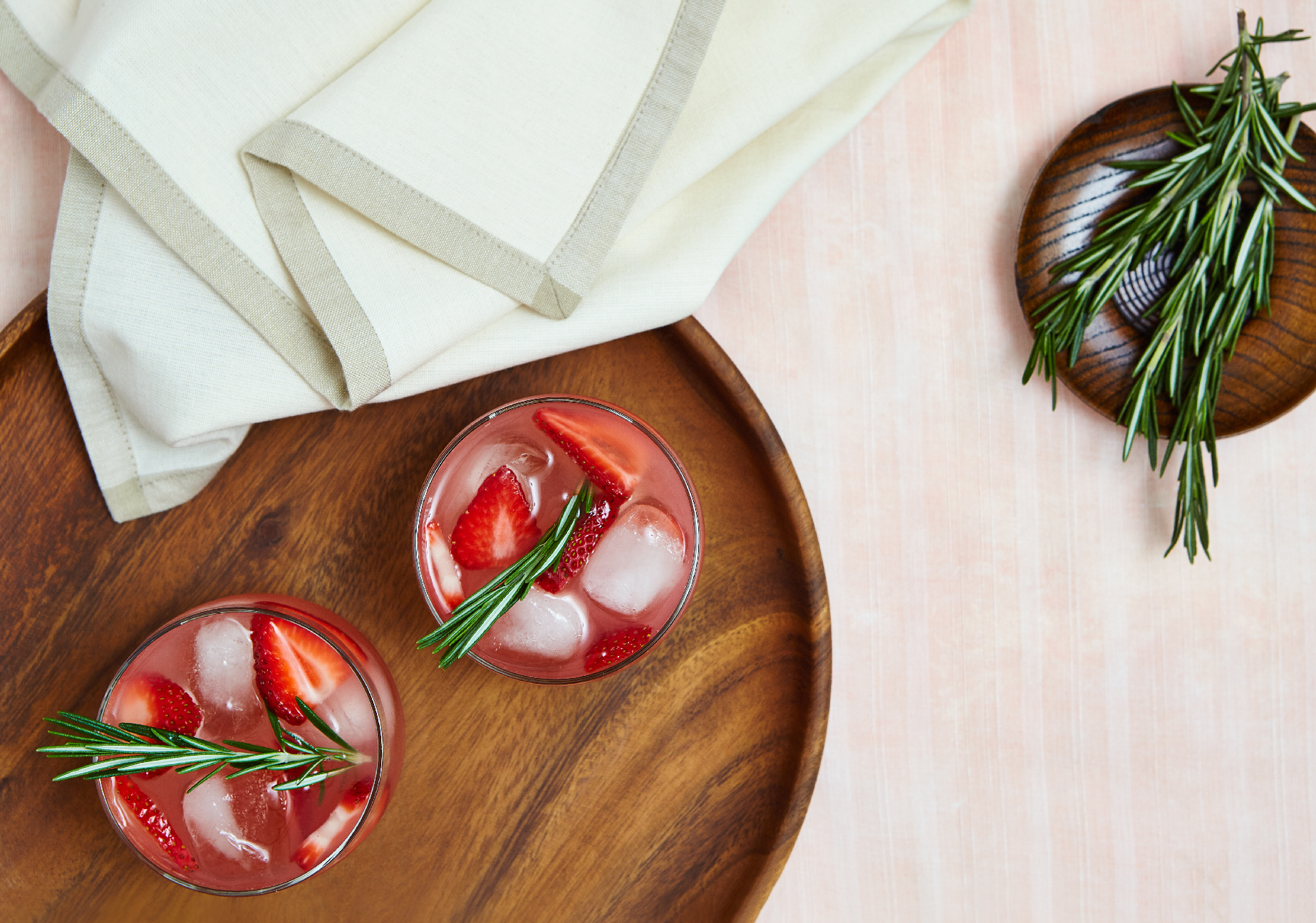 Food Photography * Prop Style * Food Styling * Strawberry And Rosemary Infused Water * Prop & Food Stylist: Josephine Castellano JosCast.com Photographer: Amanda James Photo