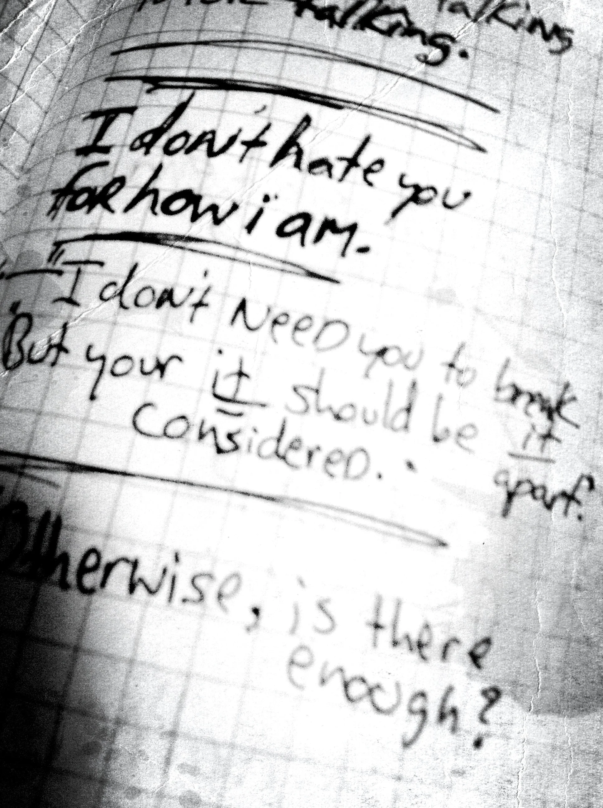 little bits of dialogue and despair...