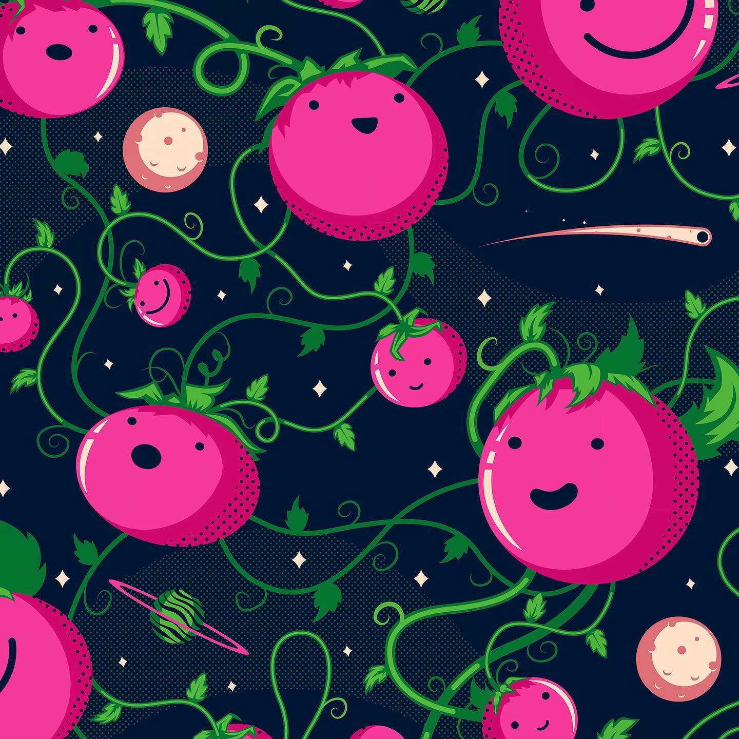 So happy to share some fun new work created for @amcoproduce checkout these lil space tomato&rsquo;s. Such an awesome concept and project, excited to see this illustration in the wild. Stay tuned 🍅 😋 #graphicdesign #illustration #illustrator #desig