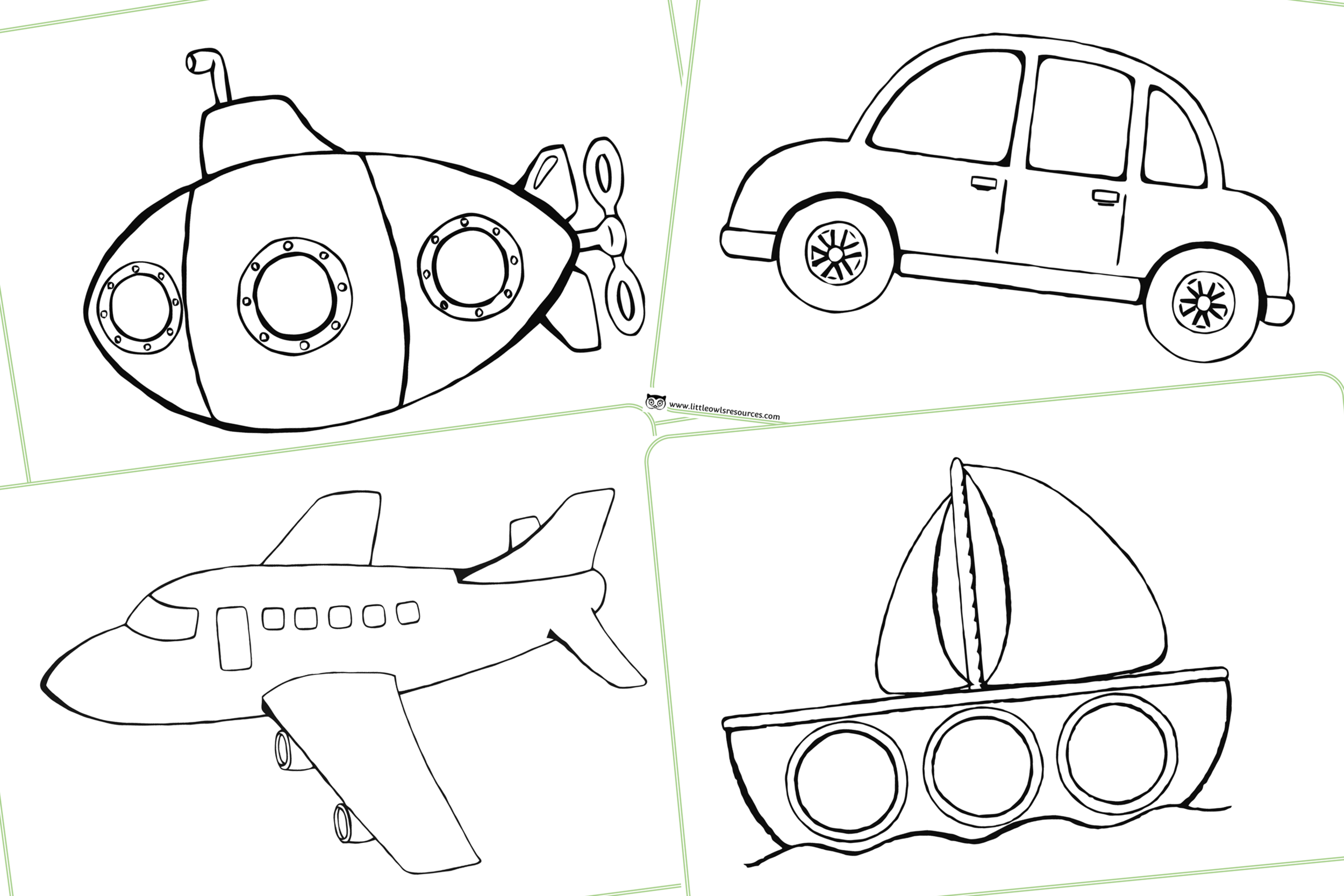 free colouring vehicles early years eyfs printable resource little owls resources free