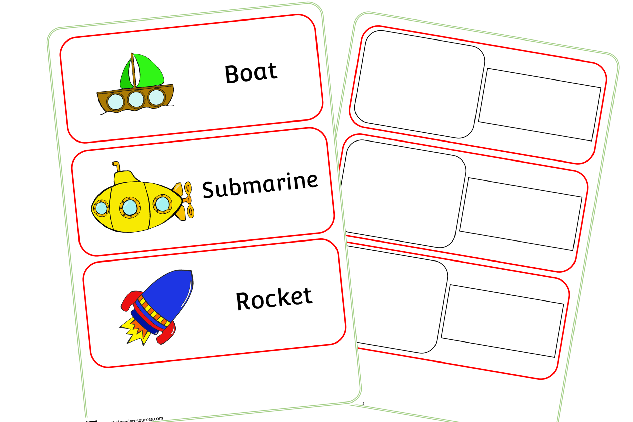Vehicle/Transport/Travel Word Cards