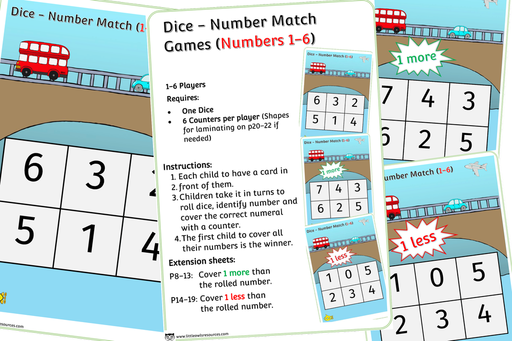 free vehicles theme dice game 1 6 early years eyfs printable resource little owls resources free