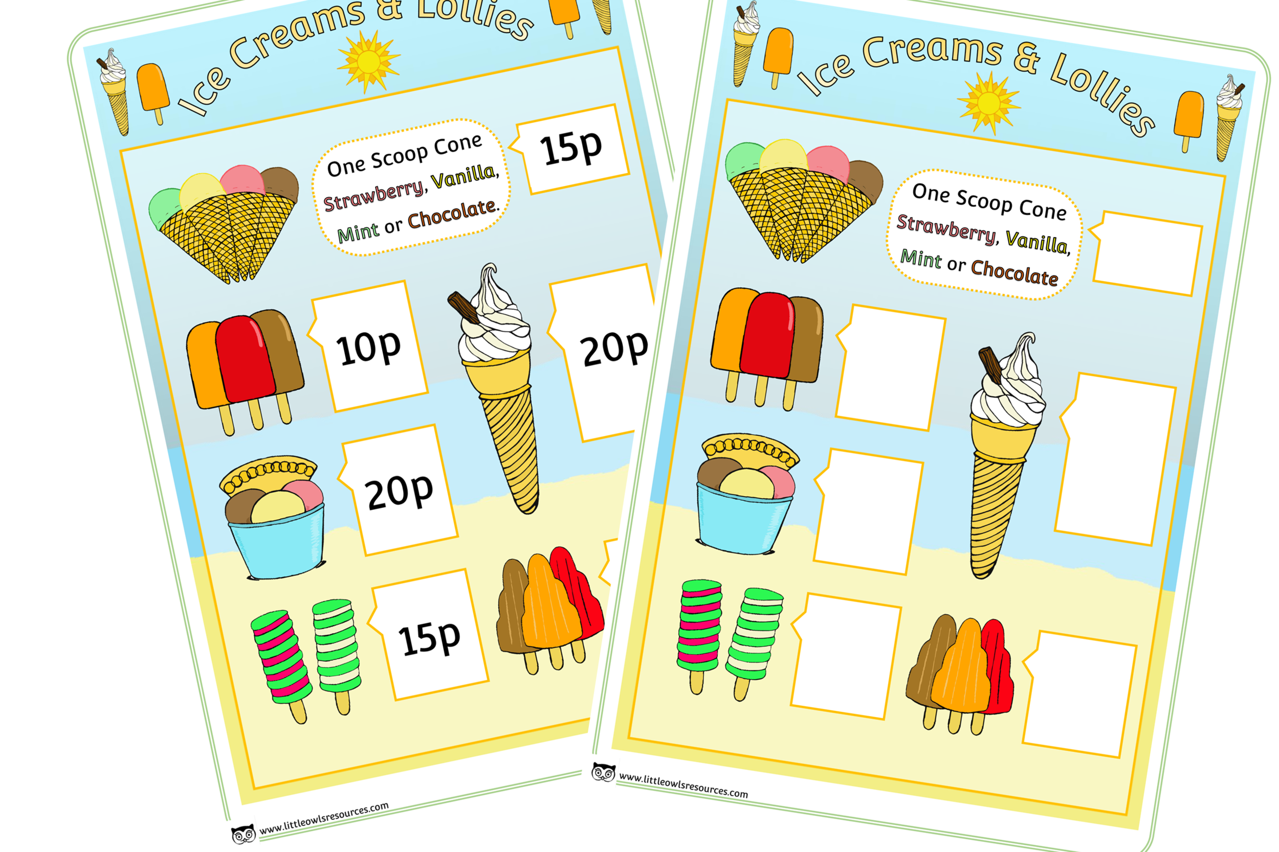 Ice Cream Shop Link Page — Little Owls Resources - FREE