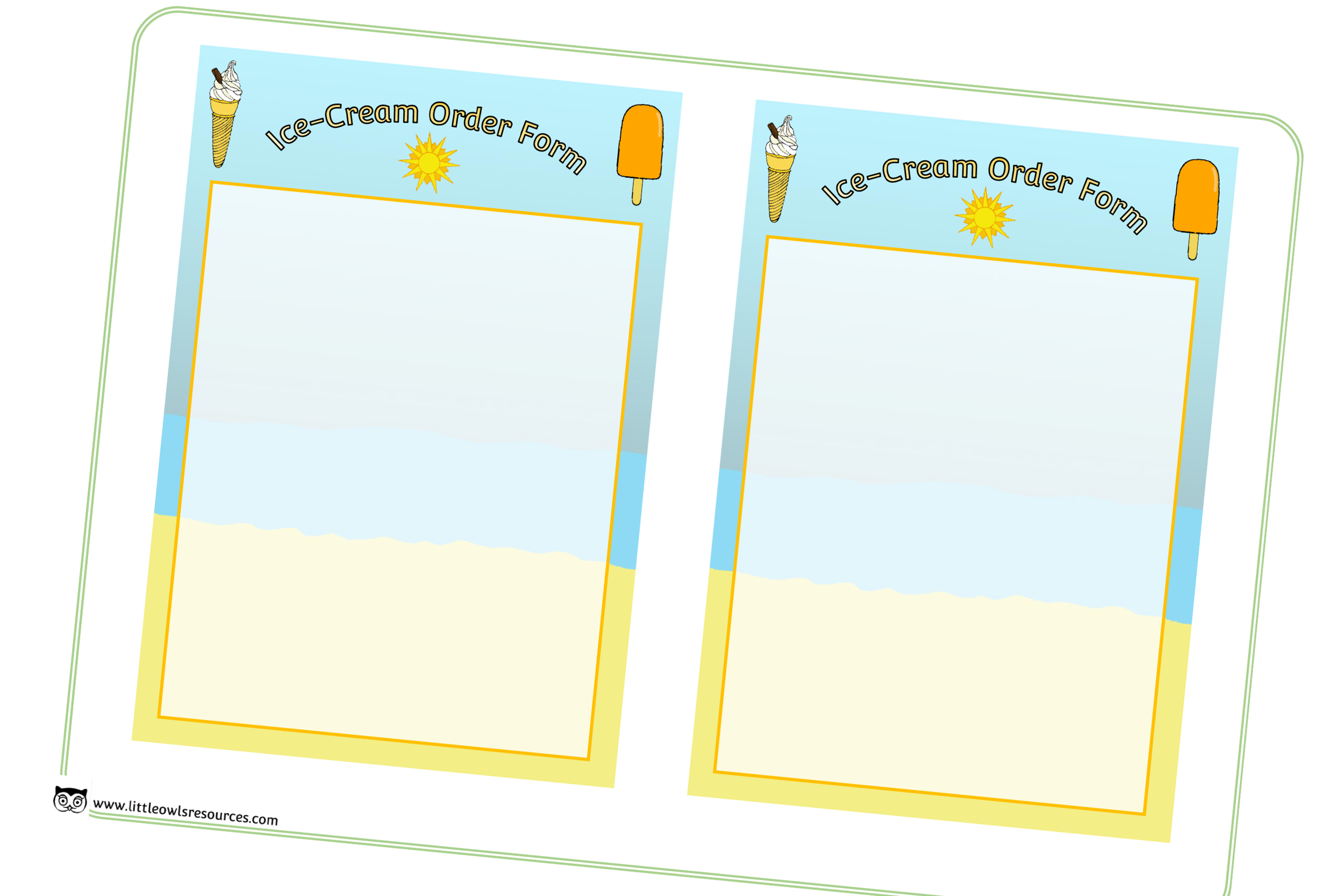 Ice Cream Shop Link Page — Little Owls Resources FREE