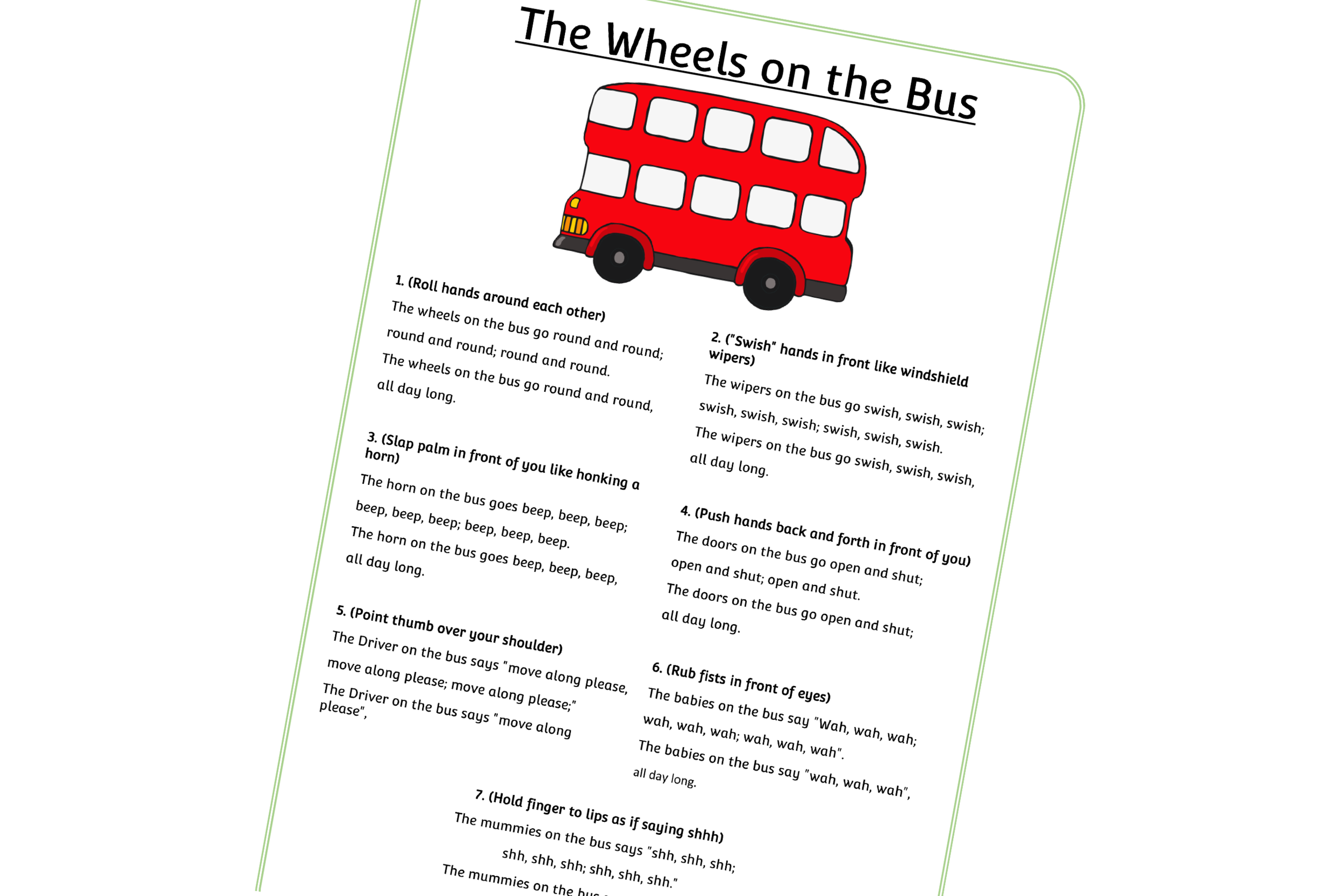 The Wheels On The Bus Song Words Free Early Years Eyfs Printable Resource Little Owls Resources Free