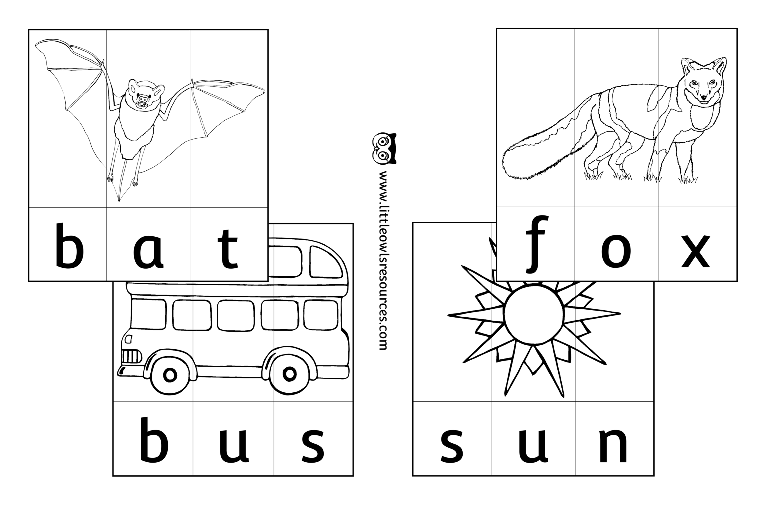 FREE CVC Word Slice Colouring printable Early Years/EY (EYFS)  resource/download — Little Owls Resources - FREE