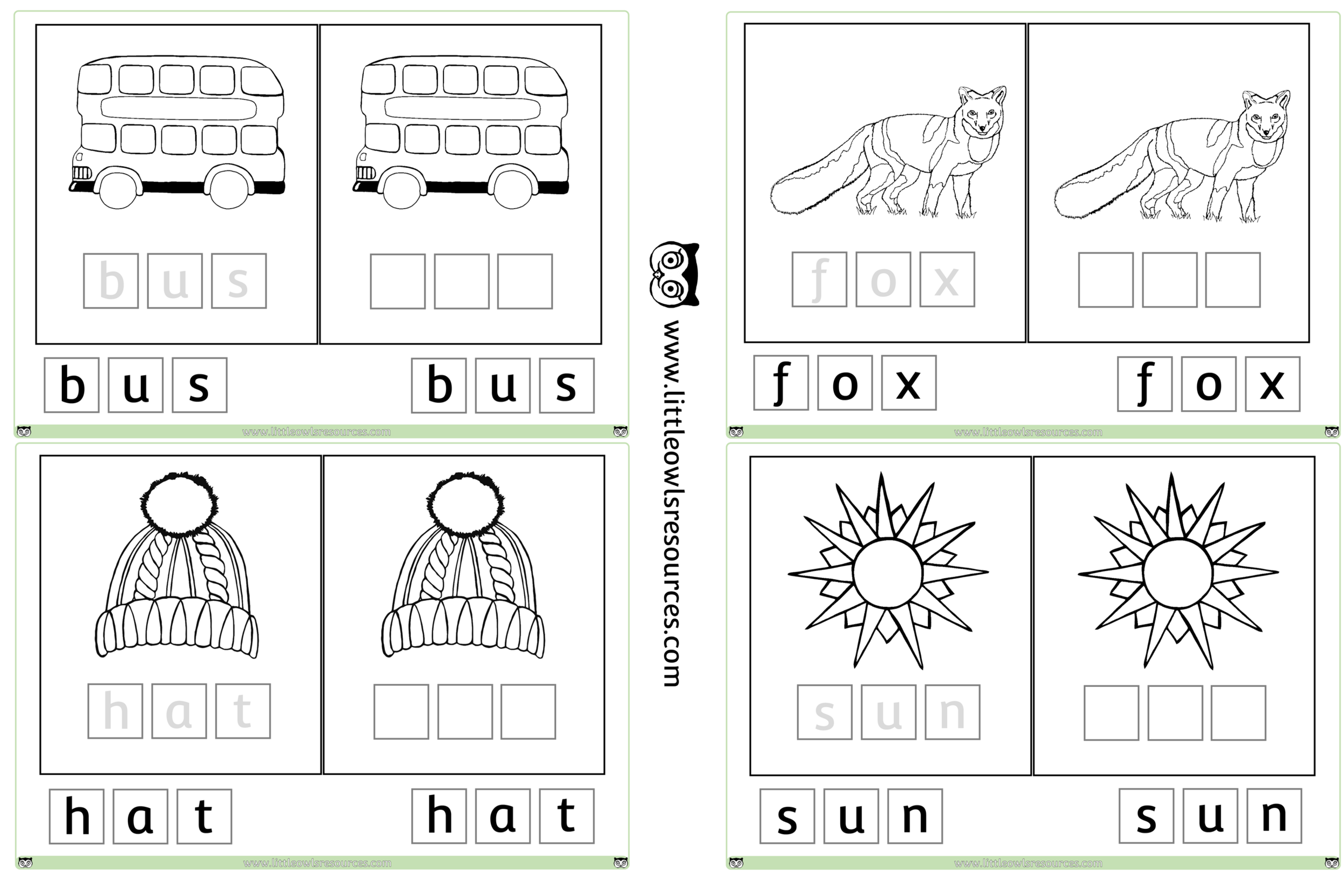 free cvc game colouring printable early years ey eyfs resource download little owls resources free