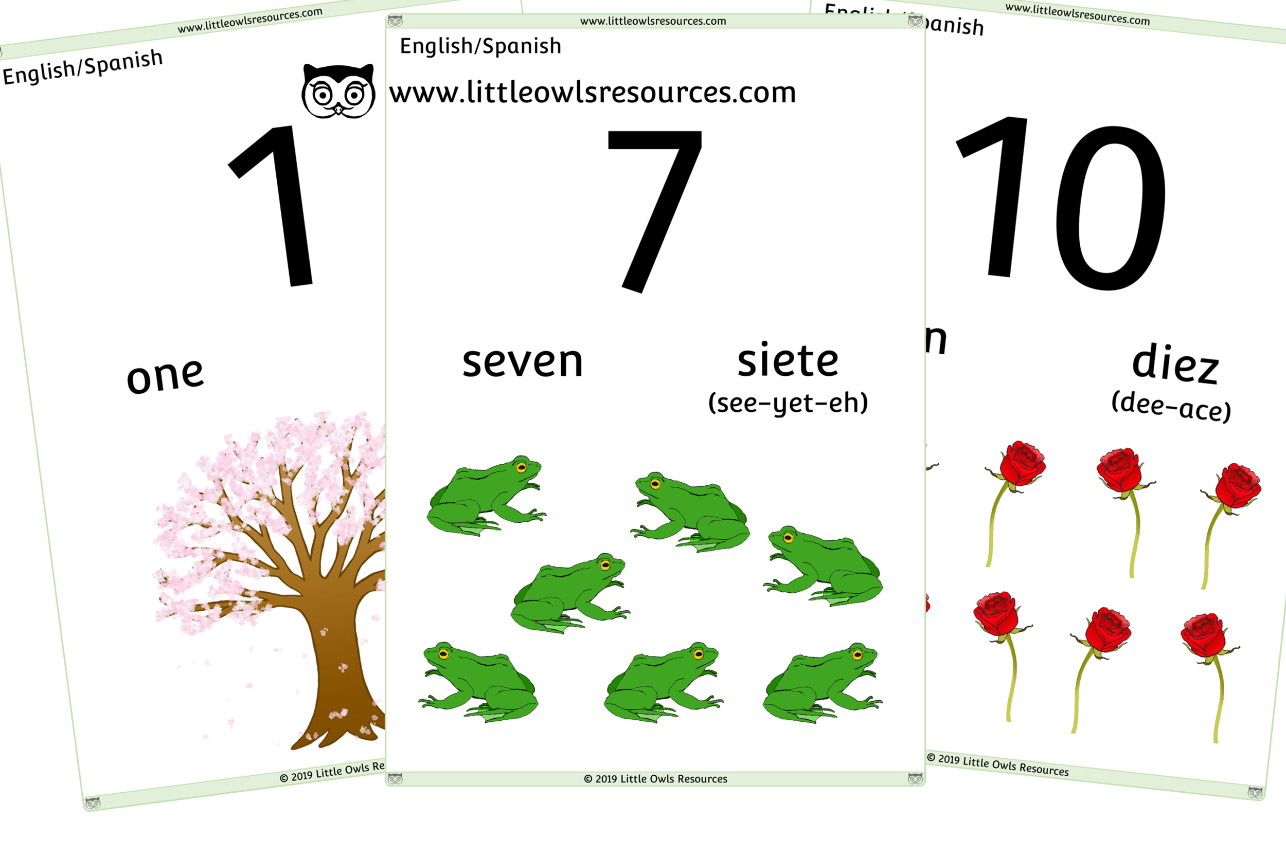 free english spanish 0 10 counting numbers printable early years ey eyfs resource download little owls resources free