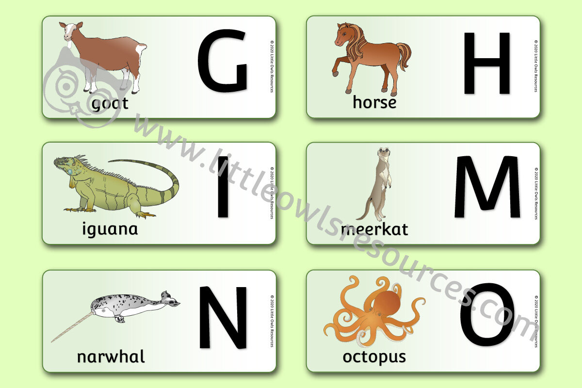 FREE Animal Horizontal Flash Cards (Upper Case) printable Early Years/EY  (EYFS) resources/downloads — Little Owls Resources - FREE