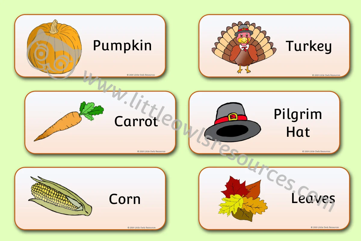 Free Thanksgiving Word Cards Printable Early Years Ey Eyfs Resource Download Little Owls Resources Free