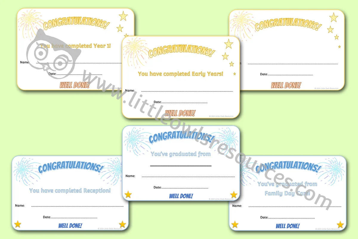 End Of Year Certificates End Of Year Certificates
