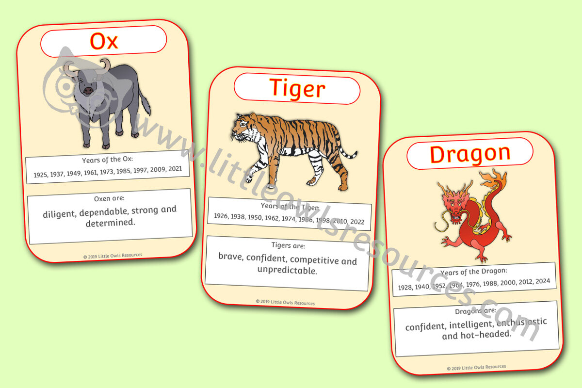 Early Learning Chinese New Year Zodiac Flash Cards Educational Cards 
