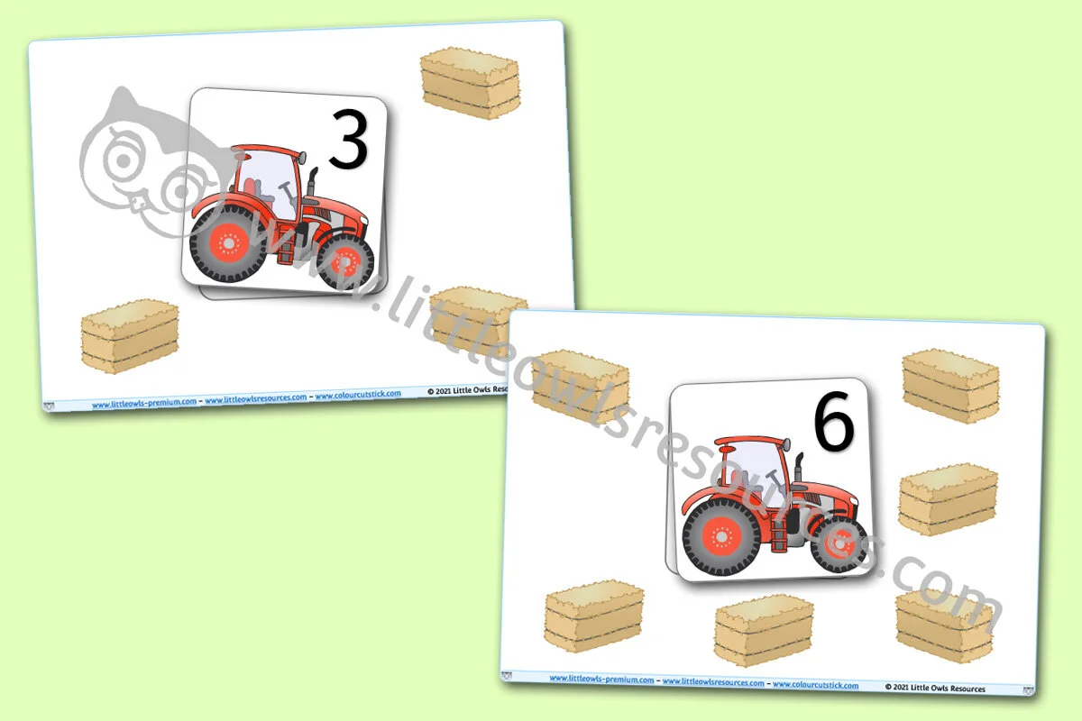 FREE Tractor & Hay Number Match printable Early Years/EY (EYFS