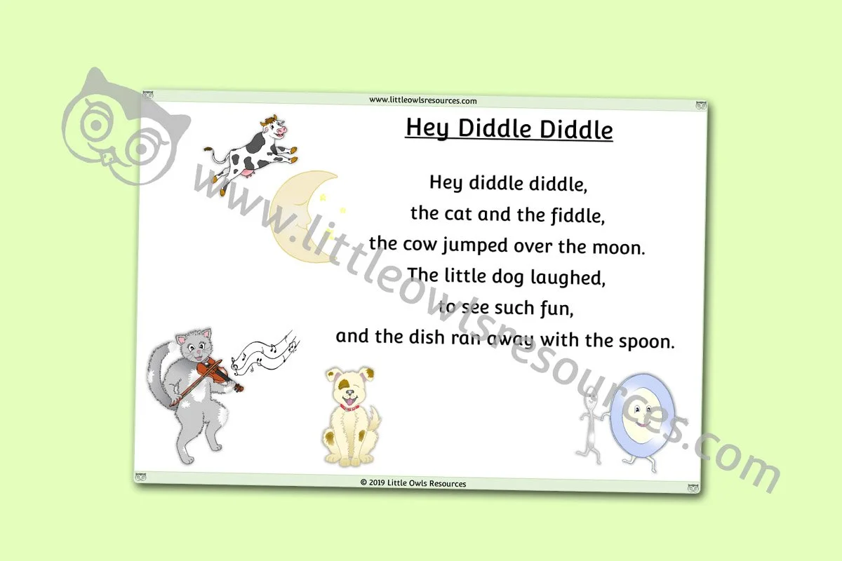 Free Hey Diddle Diddle Nursery Rhyme Printable Resources/Activities ...