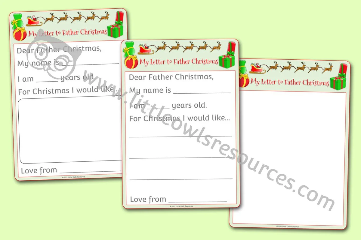FREE Letter To Father Christmas Printable Early Years EY EYFS free-letter-to-father-christmas-printable-early-years-ey-eyfs