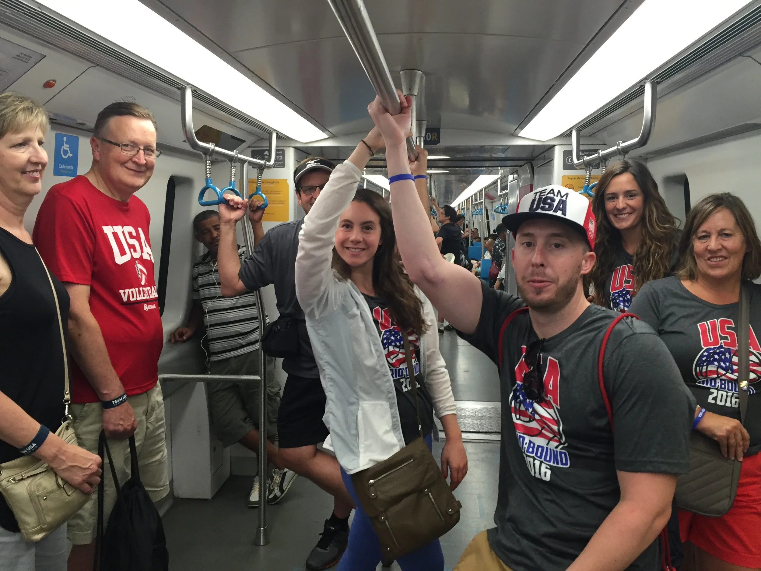 Safe and sound on the Metro-like some thrill ride at an amusement park...my tshirt could read I survived the subway system in RIO!