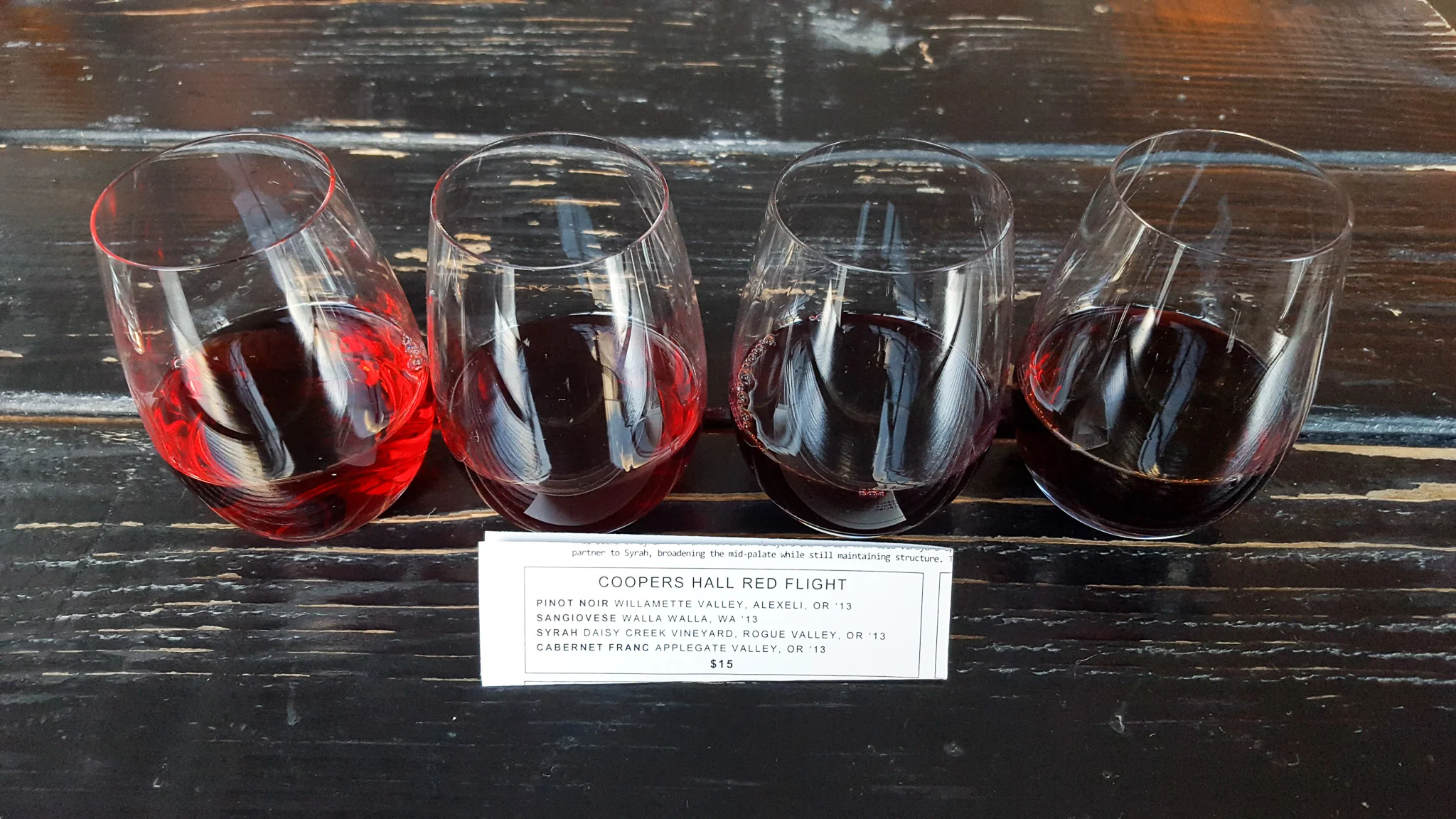 Excellent reds at Cooper's Hall .