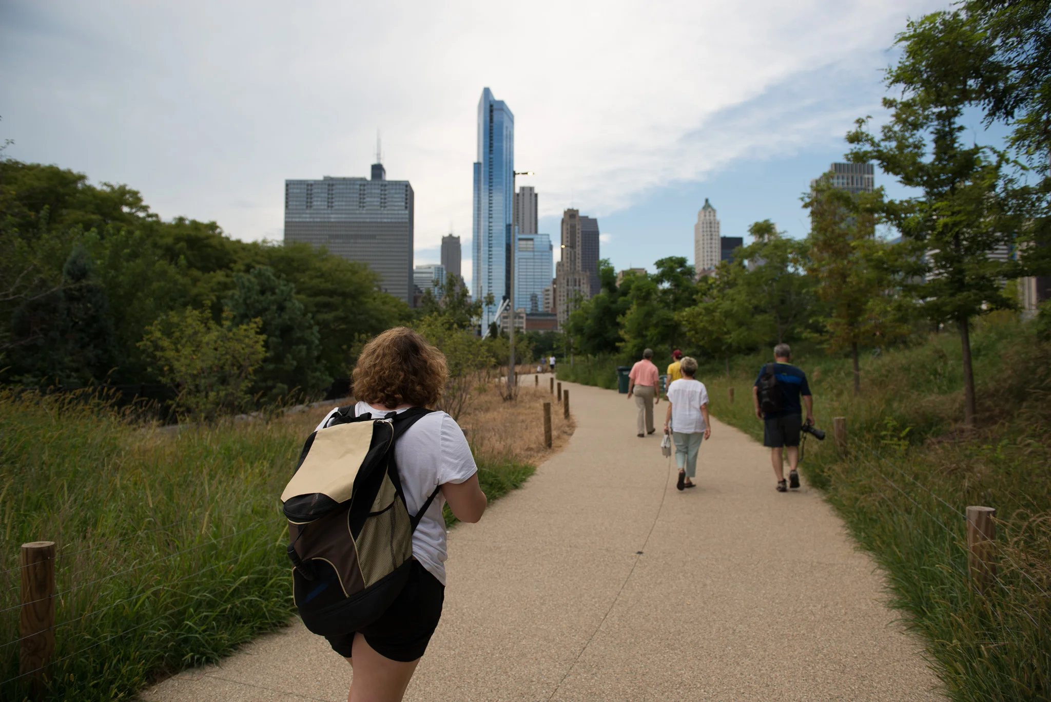 That's Radcliffe, exploring Chicago via backpack.