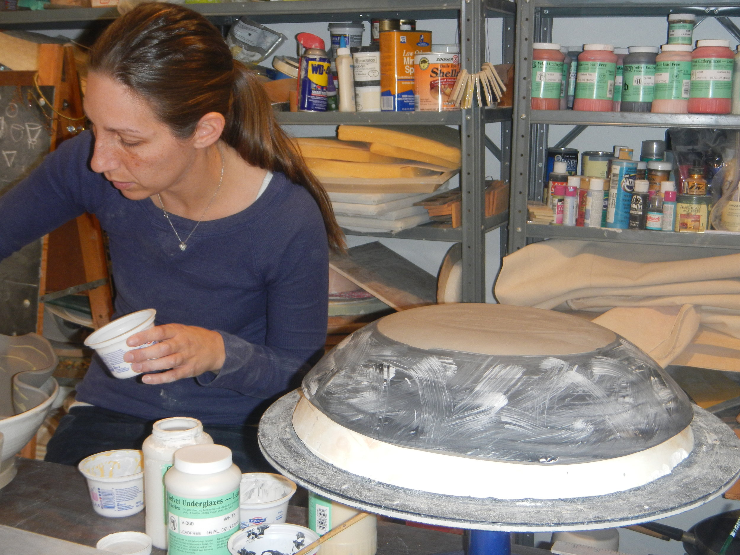 (Hand building; this student is now a wheel thrower as well)