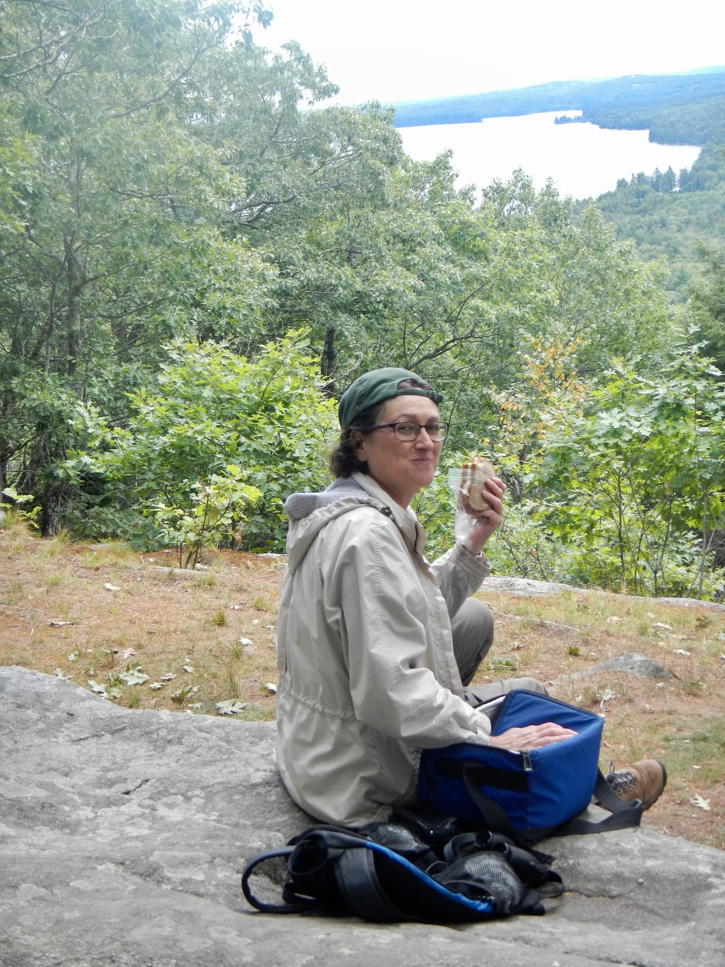 Turned my hat backwards so I could see the trail better as we went up. Didn't need my eyes shaded on this cloudy day.