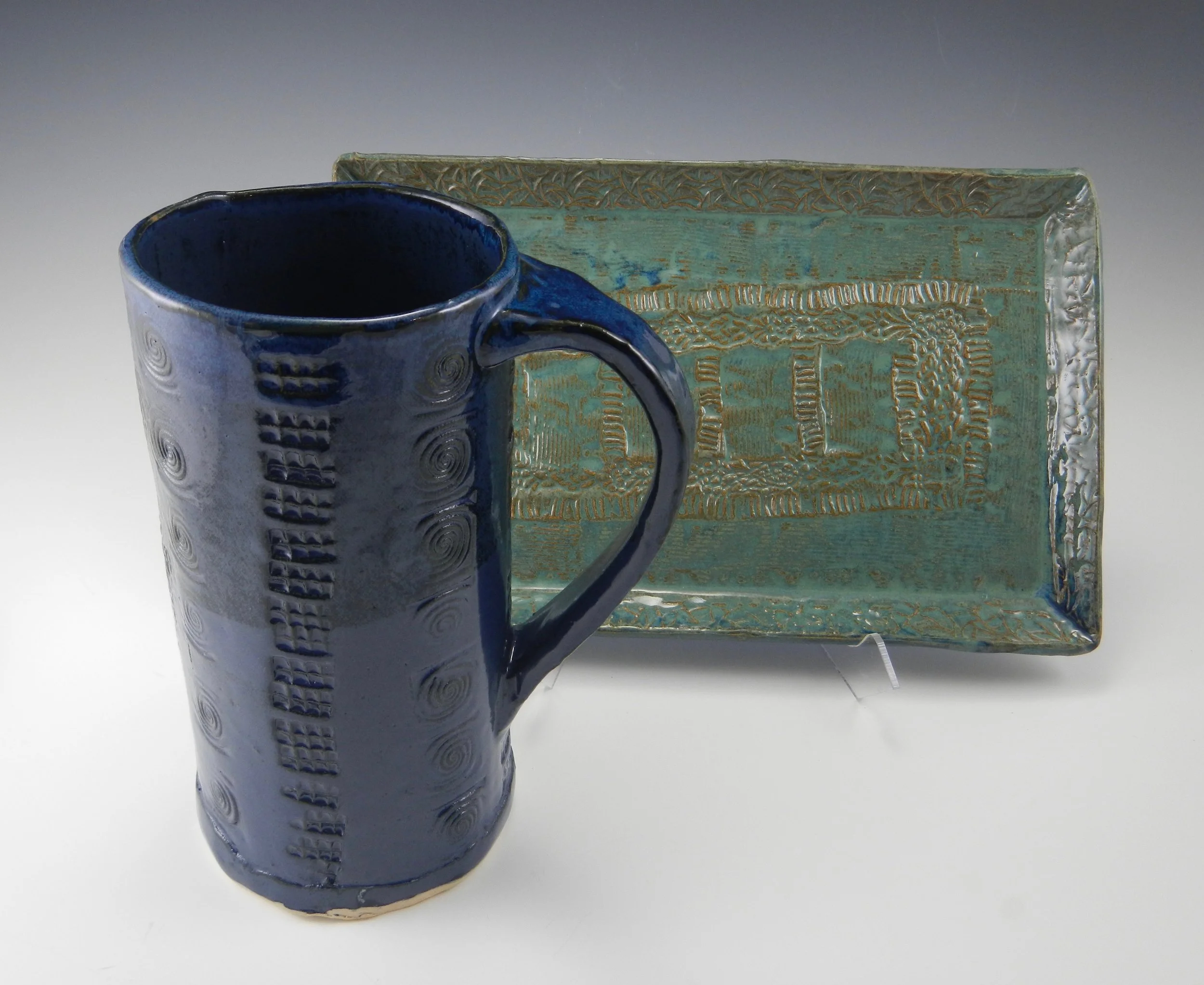 (Very large coffee, for an all-day buzz, and a stamped serving platter) 