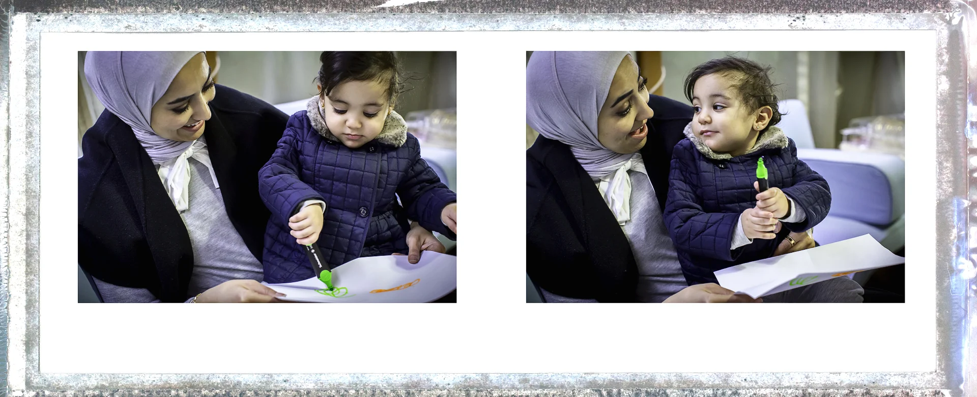 Young kids love to draw and seek approval from their parents, Alzain is no different, a natural family portrait.