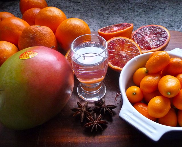 Orangen-, Mango- Kumquatmarmelade mit Orangenlikör