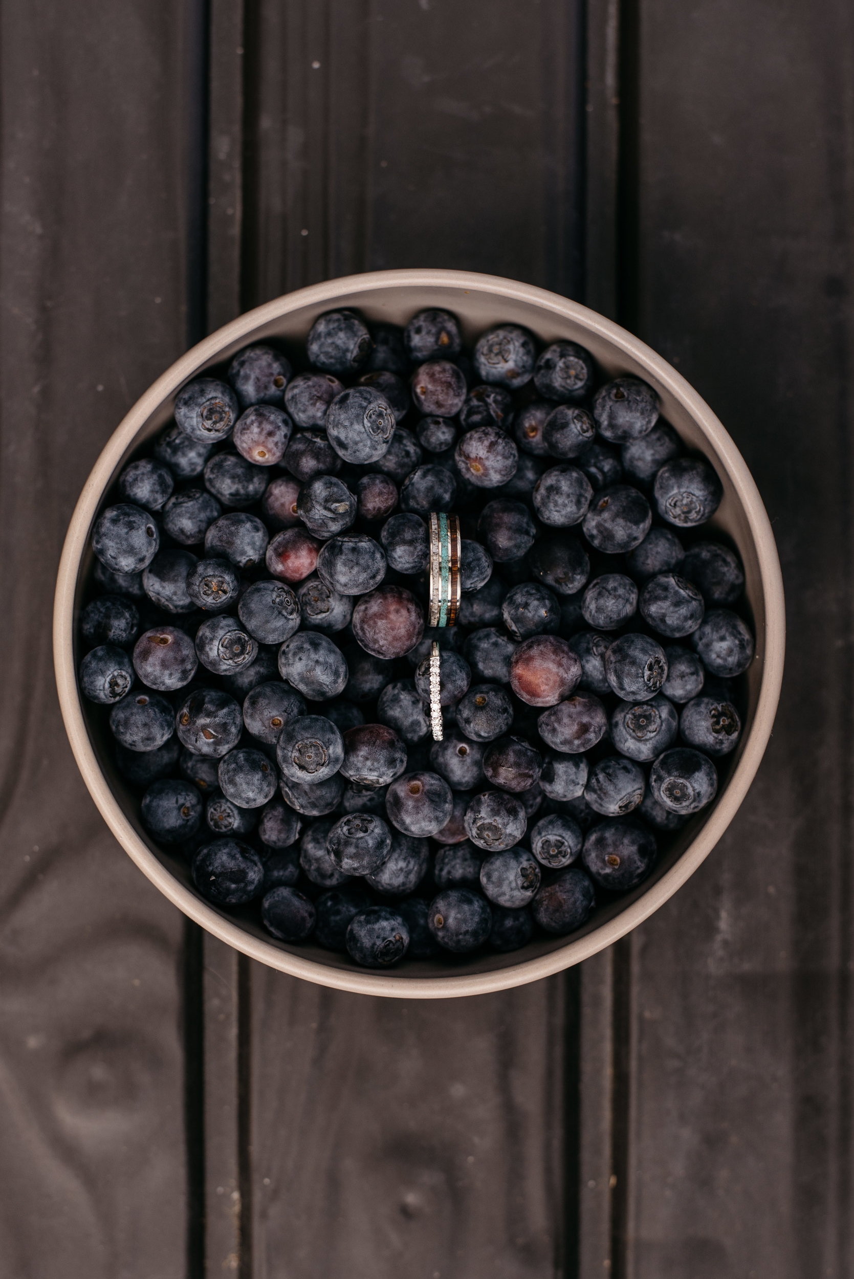  This bowl with my blueberry couple's bands was just how I wanted to capture their moment. Sometimes life gives you lemons but in this case Blueberries worked better 