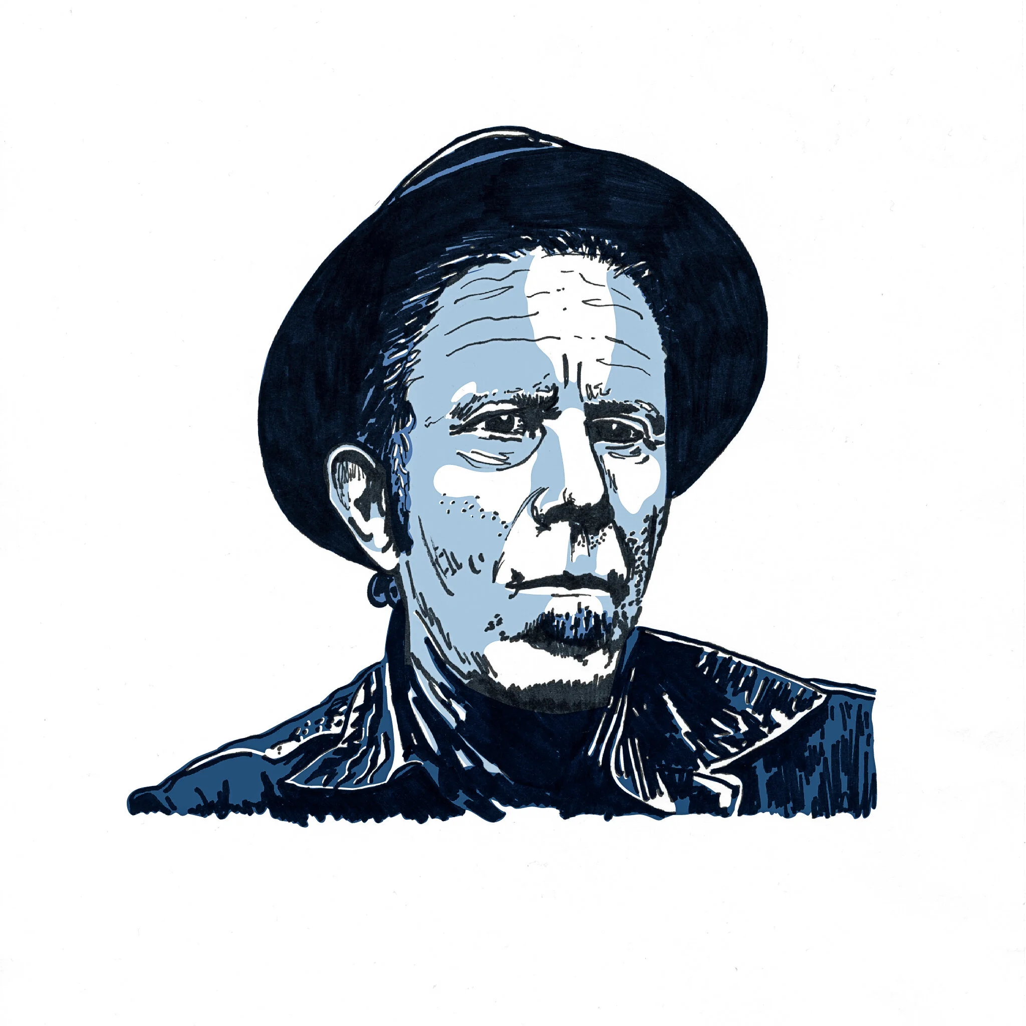 Tom Waits Line Drawing