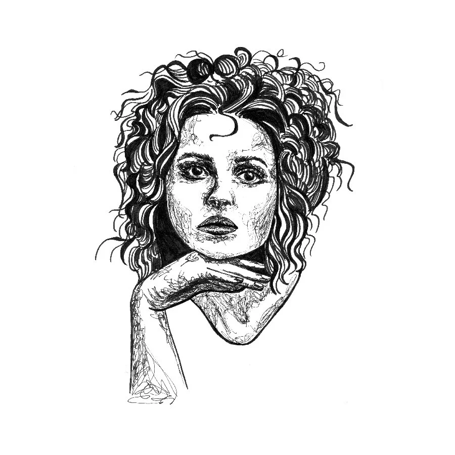 Helena Bonham Carter Line Drawing