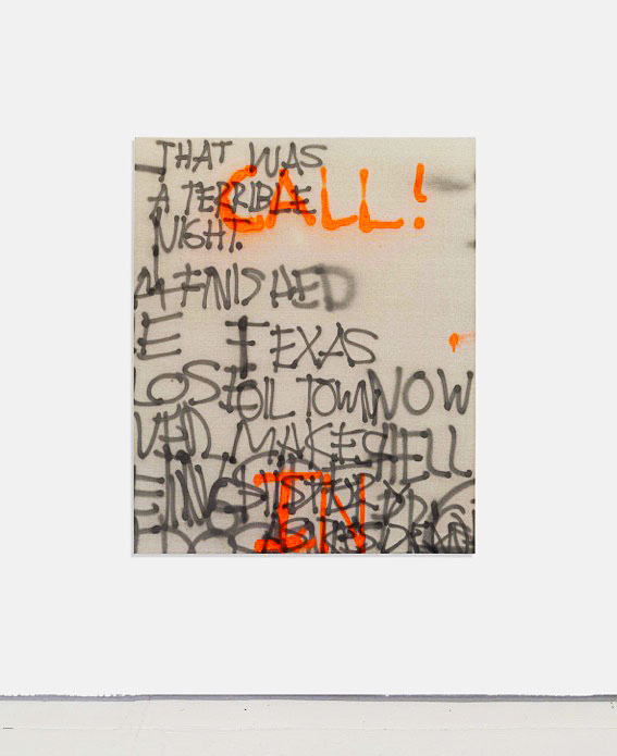 STEFAN BRÜGGEMANN -Headlines And Last Lines In The Movies, 2014 Spray paint on linen canvas 63.78 x 51.18 in (162 x 130 cm) Estimate $35,000 - $40,000