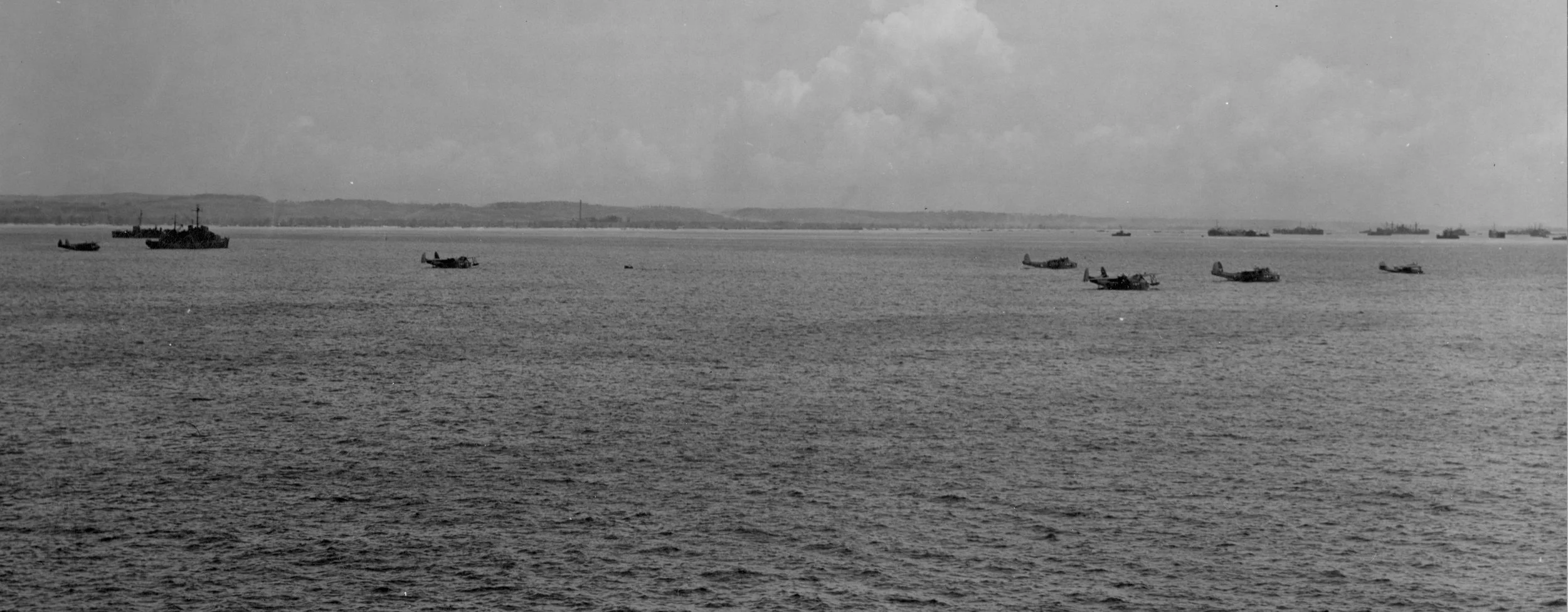 Long gone are seaplane bases like these which were scattered through the Pacific to get to downed airmen faster. Credit: Lost in the Pacific/National Archives.