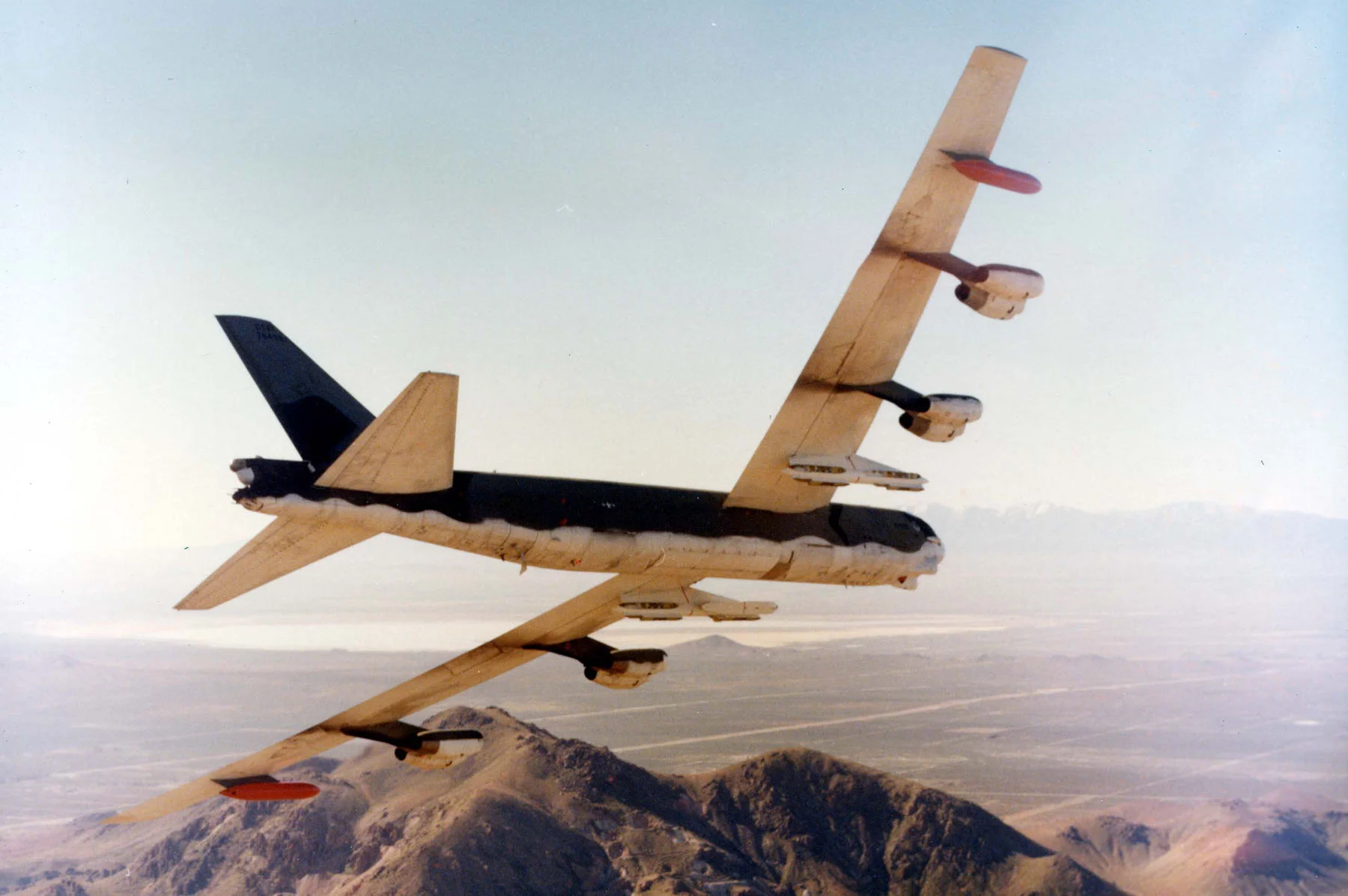 A B-52 nuclear bomber liked this plunged to the ground in Spain. The white undercoating is to reflect back the heat from a nuclear fireball.