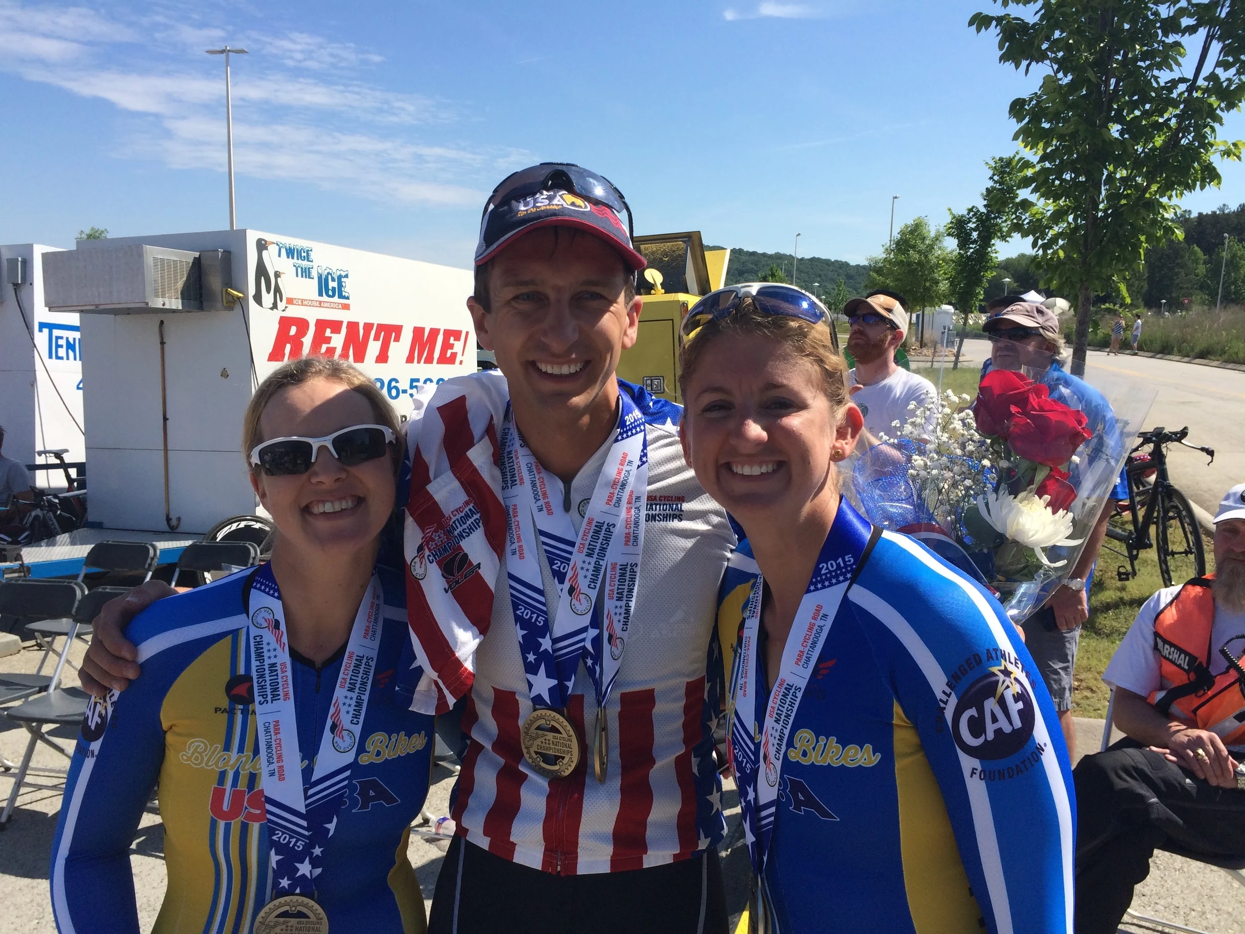 The "Blondes on Bikes" and I at US Para-Cycling Nationals in Chattanooga.