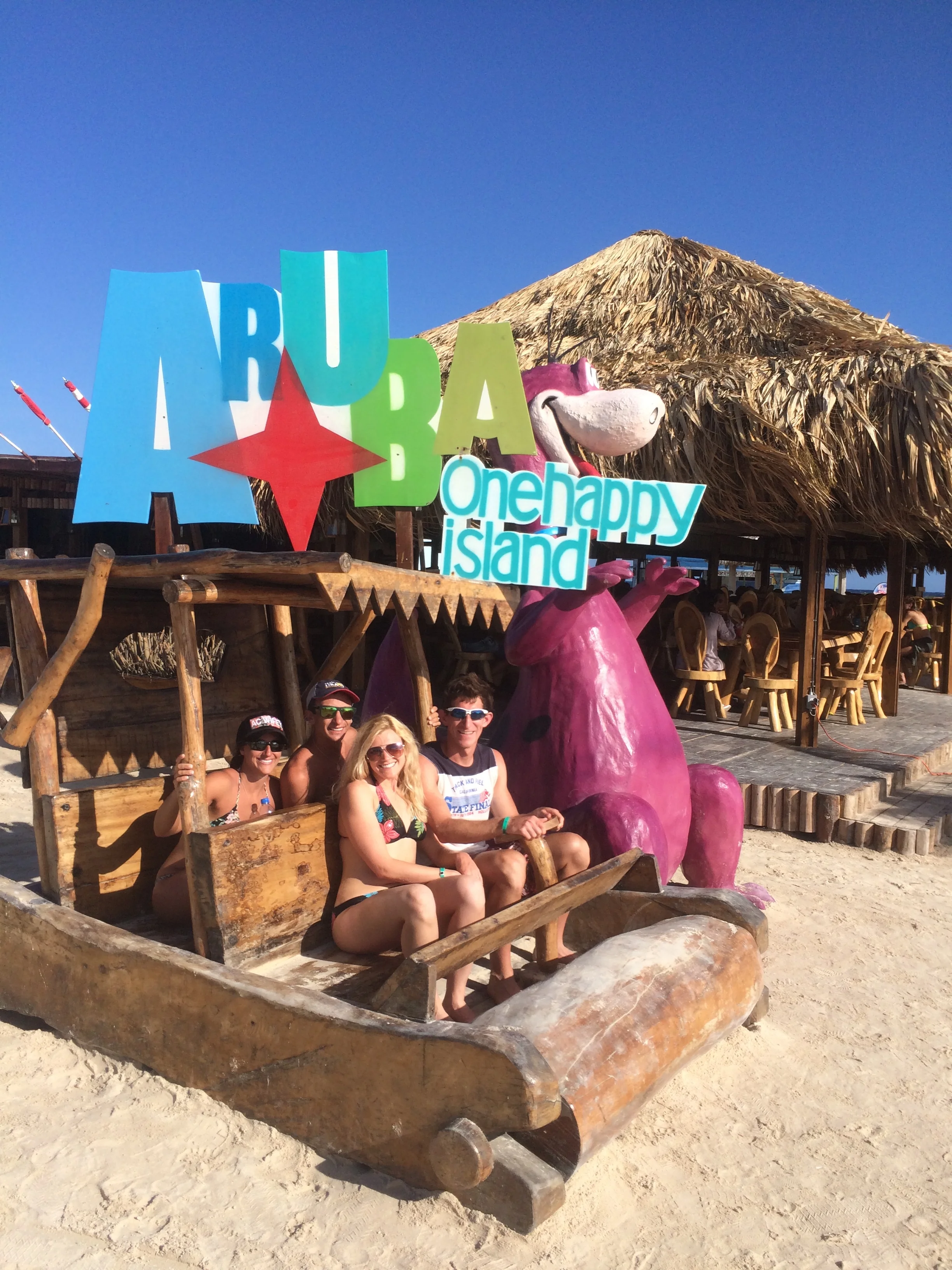 Colin & Amanda Riley as well as Brittney & I at Baby Beach in Aruba on our honeymoon hanging out like Flintstones!