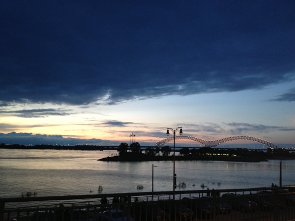 A Mississippi River view in downtown Memphis, Tennessee.