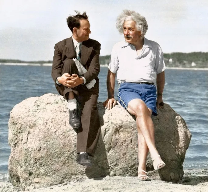 Albert Einstein in Long Island 1939. Colorized by Paul Edwards