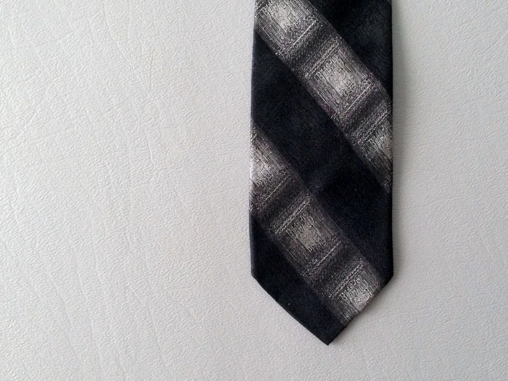 Vintage 1950's - 1960's stripe / shadow plaid tie