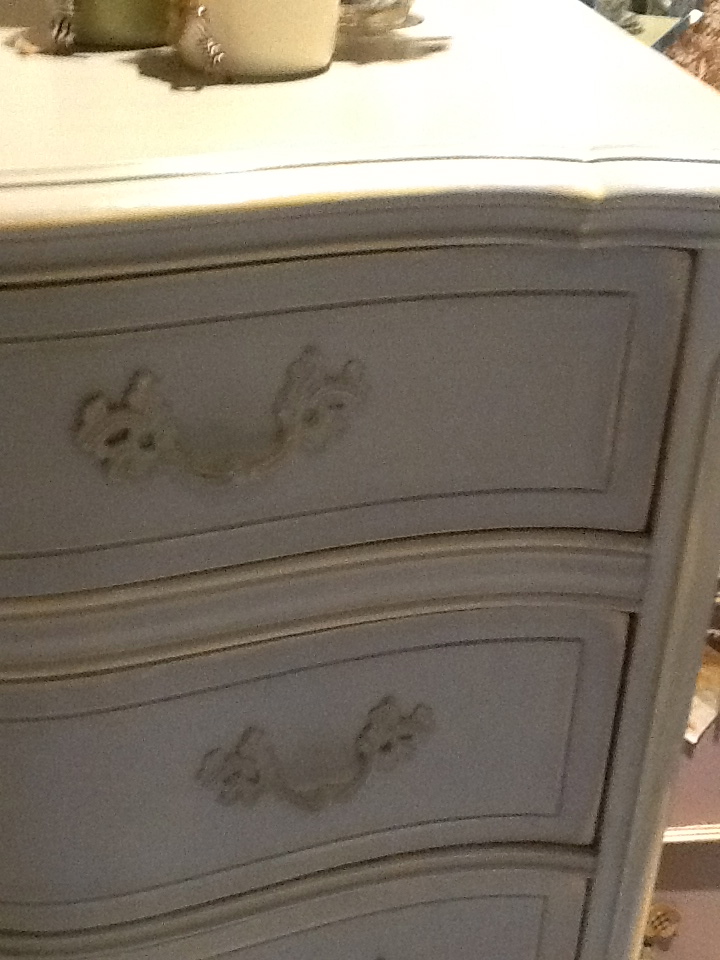 French Provincial Style Five Drawer Dresser A Bit Shabby