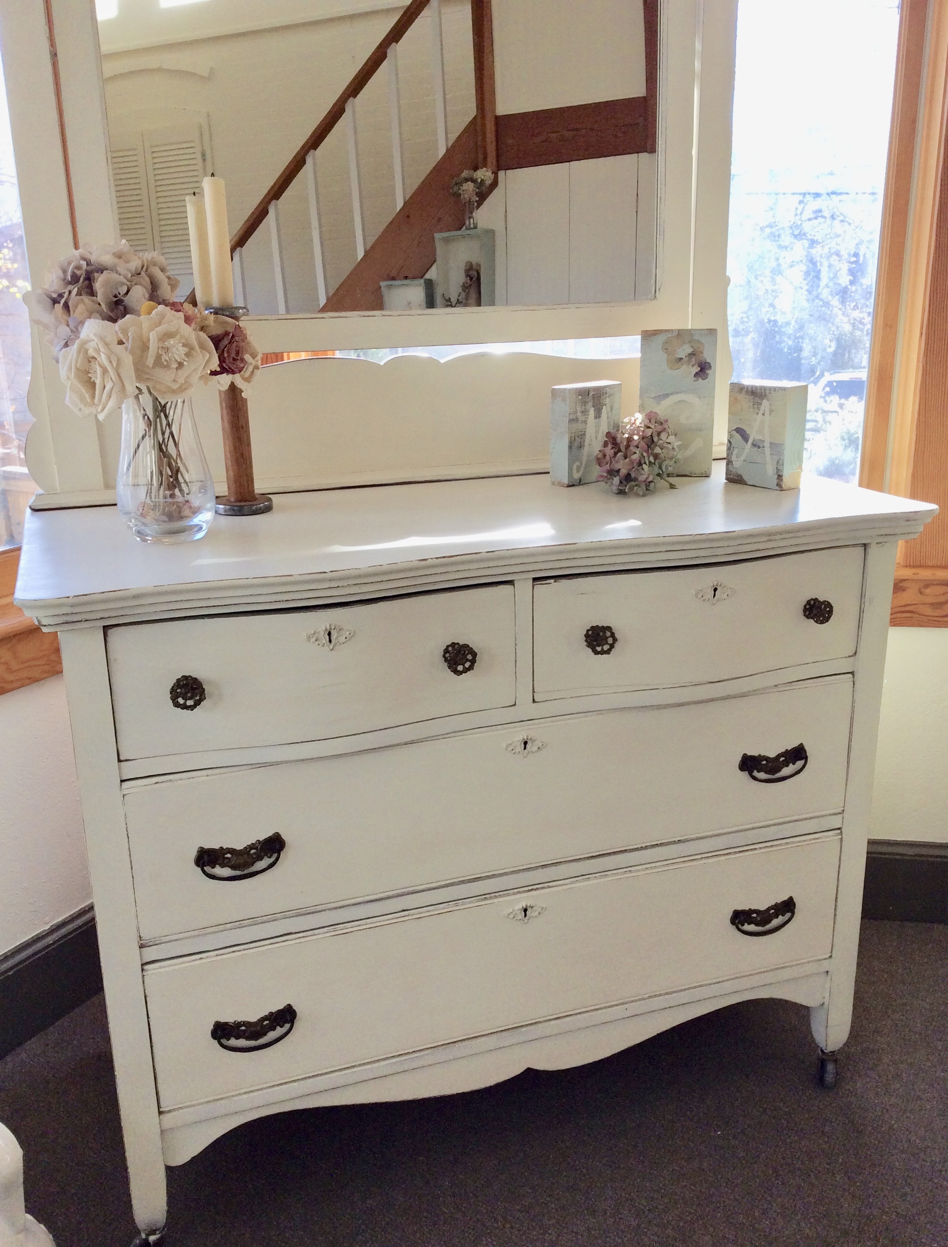 Lovely Victorian Style Dresser And Mirror A Bit Shabby