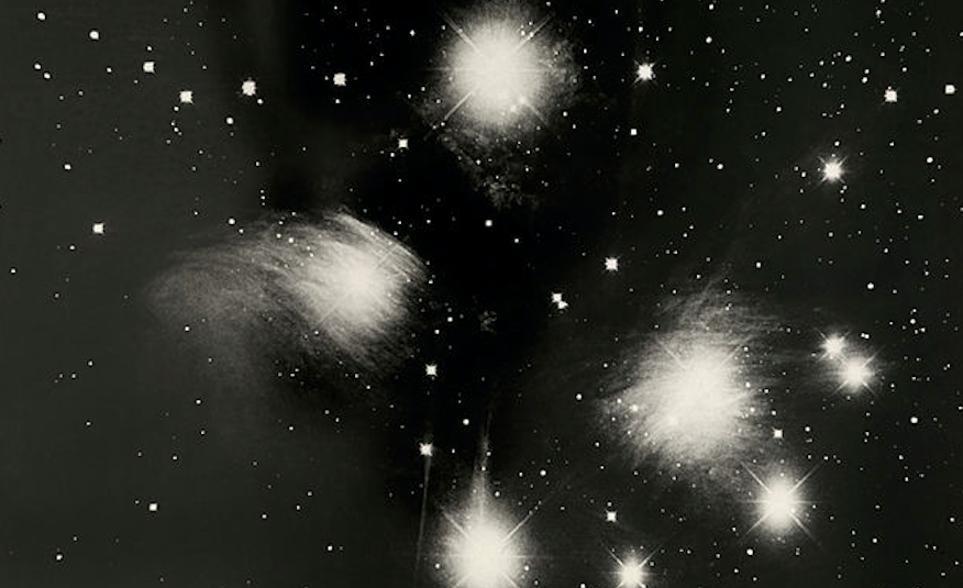 A photograph from Yerkes Observatory depicts nebulae in the Pleiades, August 1919. Just cause it's beautiful.