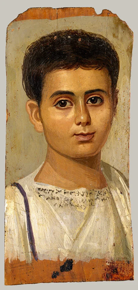Portrait of a Boy, Roman period, 2nd centuryEgyptian,Encaustic on wood, Metropolitan Museum of Art