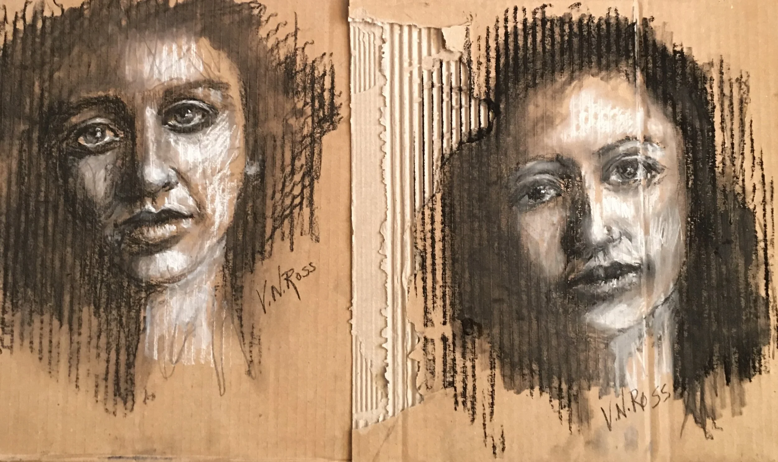 Practice Portrait with Charcoal, Conté, and Sauce