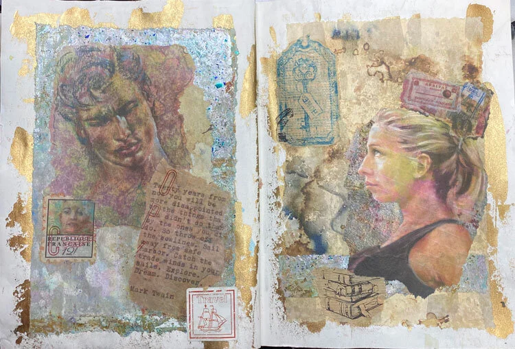 ZenZone #1 “Coming Home?” Intuitive Collage in 8.5x11” journal