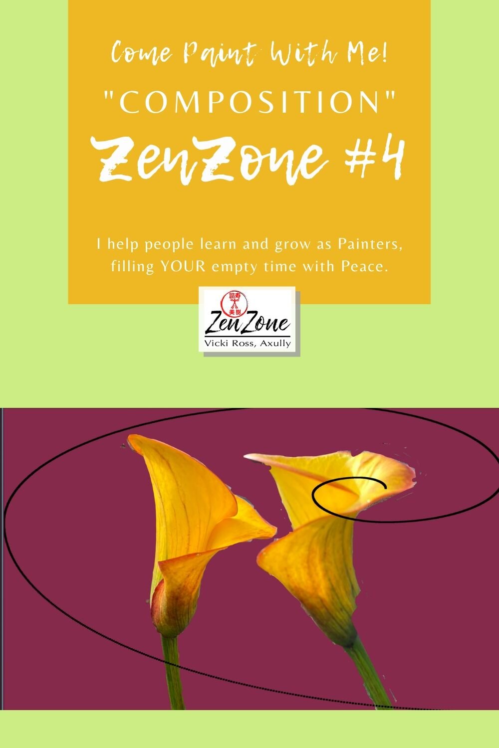 Vicki's ZenZone #4a "Composition" Lilies Watercolor