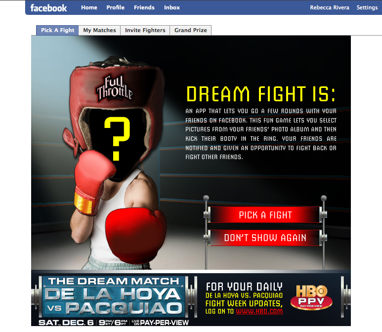 HBO Boxing PPV Facebook app - screen 1