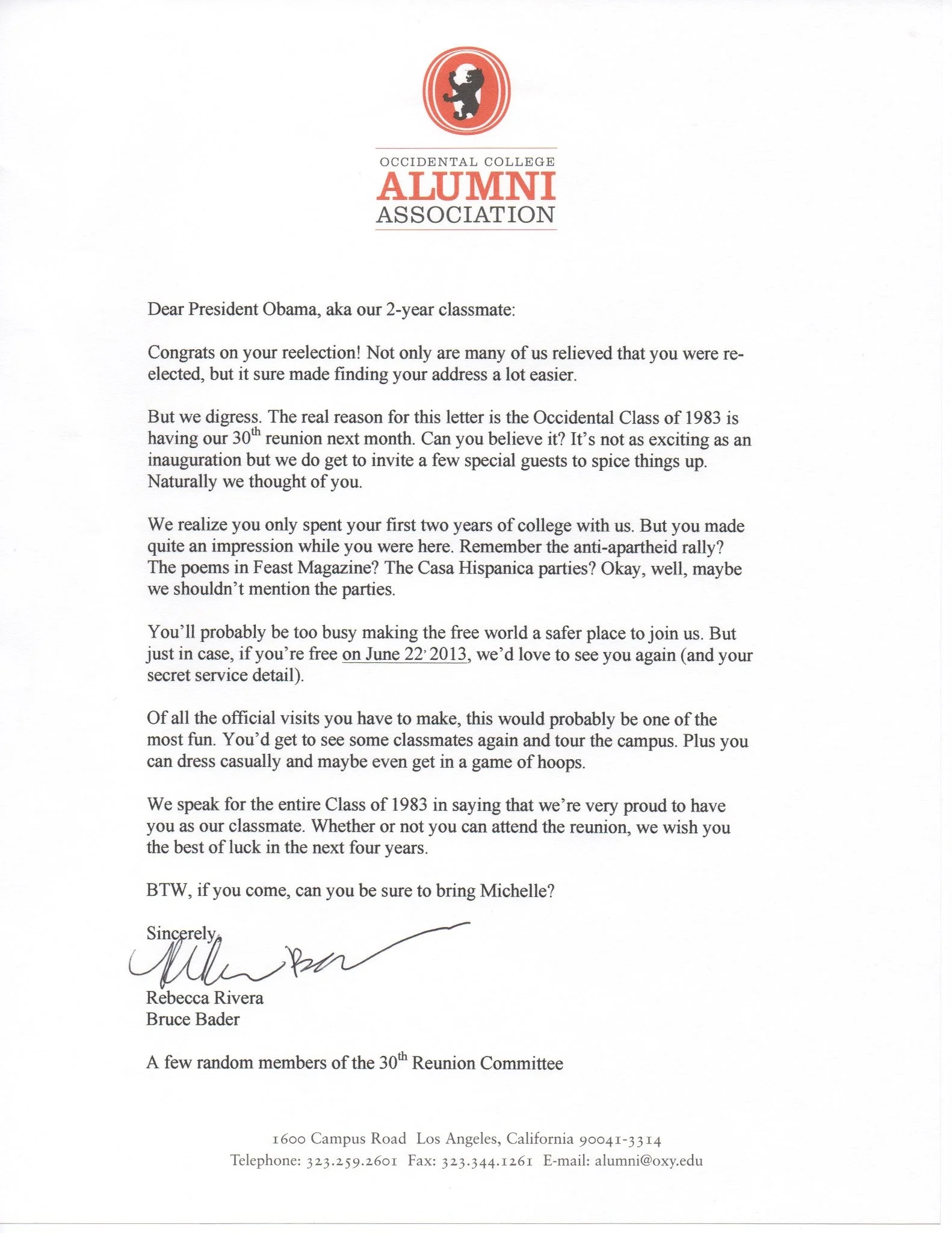 Letter inviting #Potus to the party