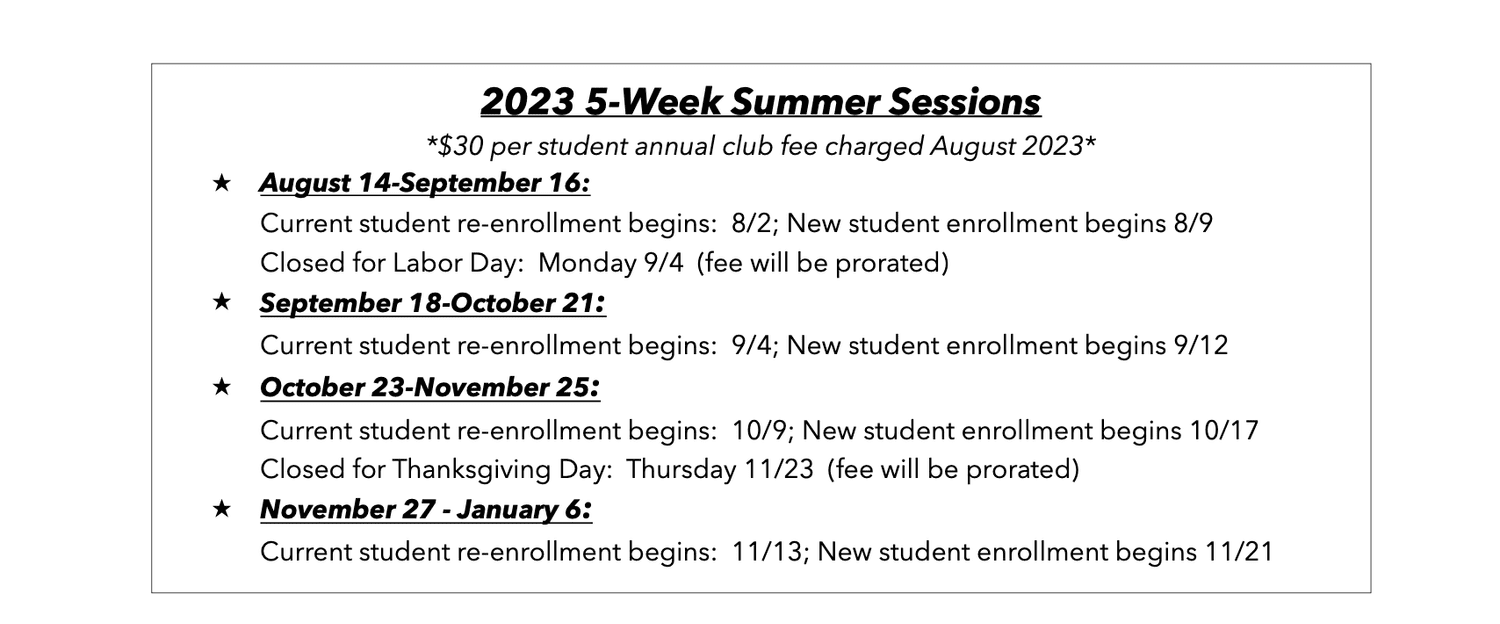 Current Session Schedule — The Gymnastics Shop