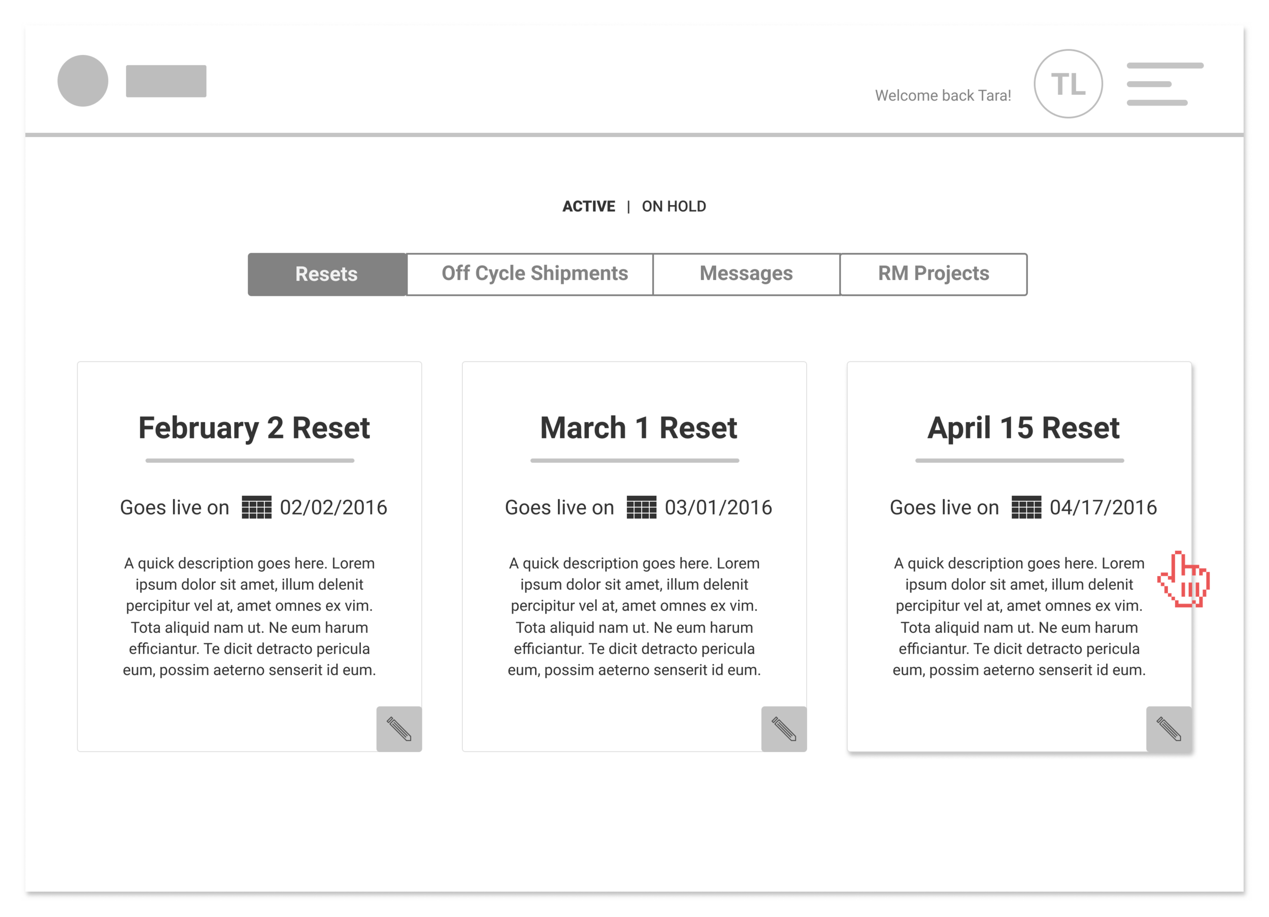 User dashboard