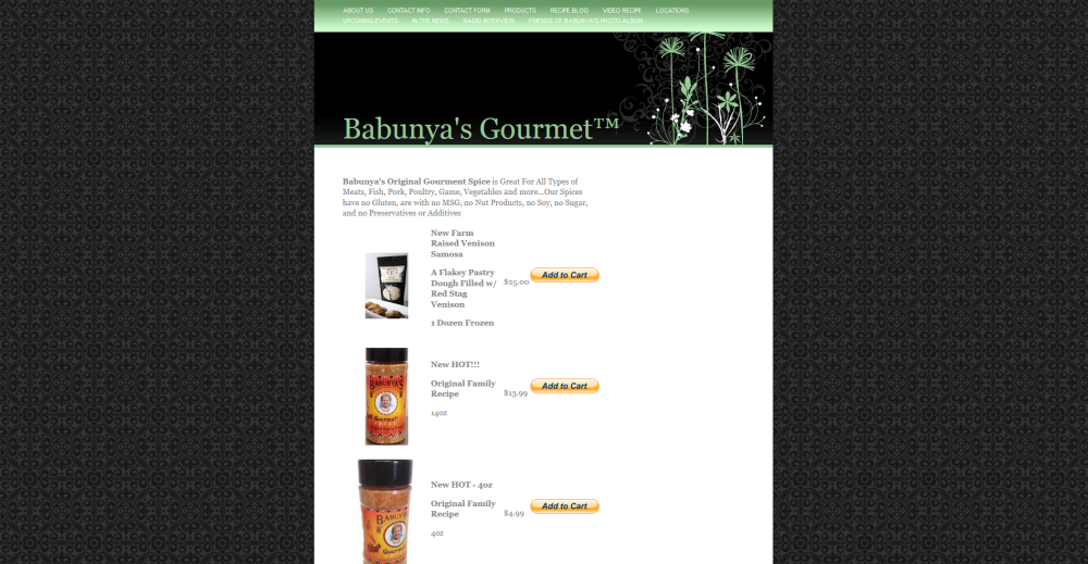 Babunyas Gourmet Website
